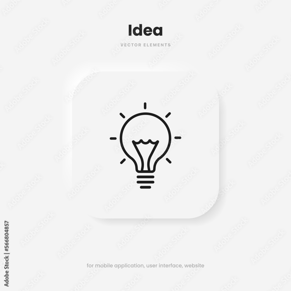 Light lamp bulb icon. Idea sign solution thinking concept symbol. Lighting Electric sign. Electricity, shine icon. Trendy Flat style for graphic design for UI UX website mobile app Light lamp bulb icon. Idea sign solution thinking concept symbol. Lighting Electric sign. Electricity, shine icon. Trendy Flat style for graphic design for UI UX website mobile app