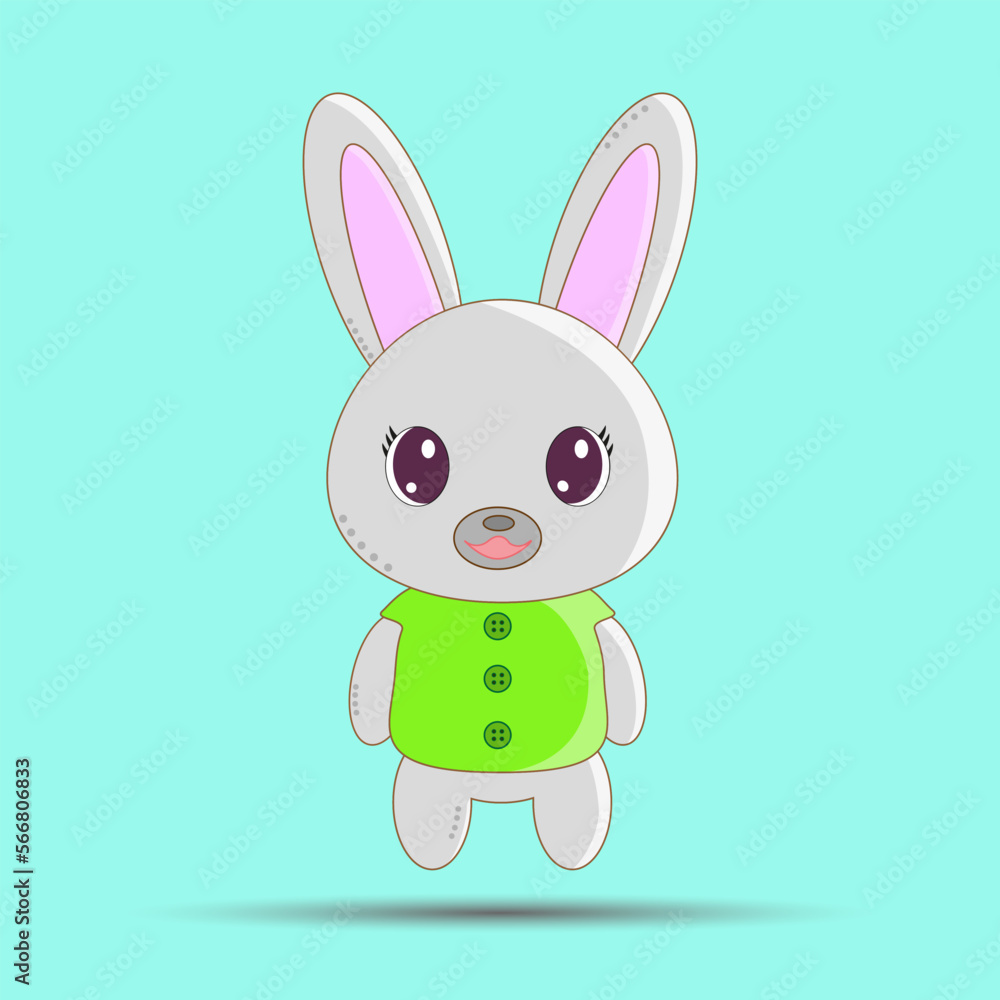 Bunny on a blue background. Rabbit . Vector wild animal on a blue background. Bunny on a blue background. Rabbit . Vector wild animal on a blue background.