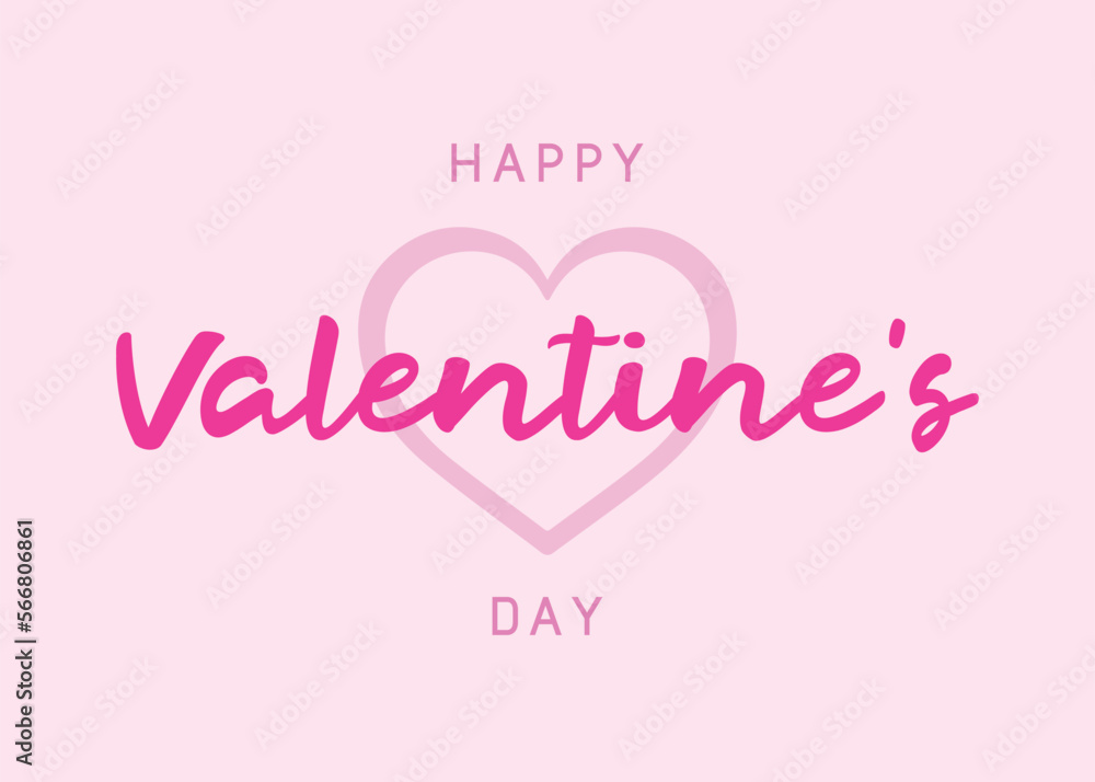 Happy Valentine's Day. Text lettering invitation card. Heart, romance, love. Vector illustration.