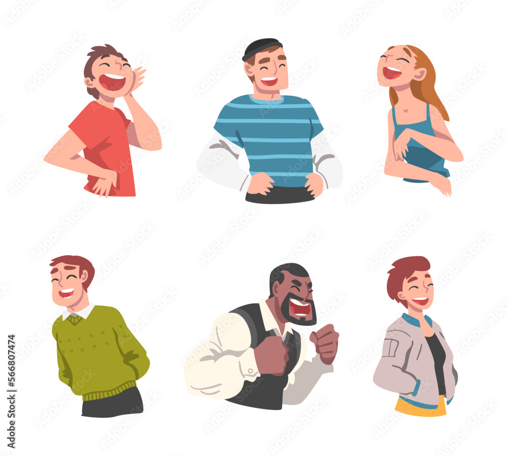 Happy People Laughing Out Loud with Joyful Face Expression Vector Set Happy People Laughing Out Loud with Joyful Face Expression Vector Set