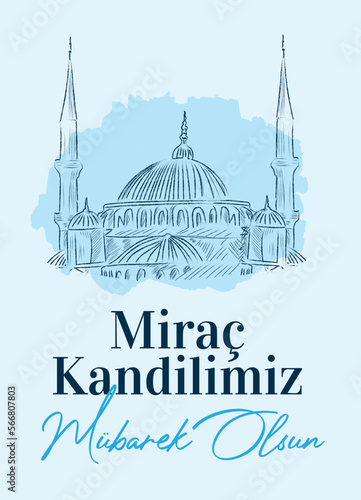 Mirac Kandilimiz Mubarek olsun. Mirac Kandili Kutlu olsun. Muslim holiday, feast. Religious days. Mirac	