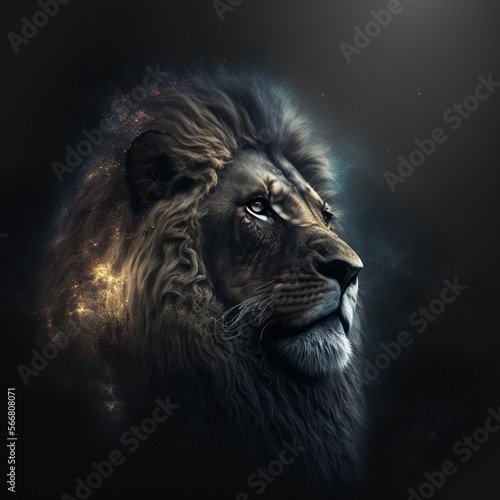 lion head at night portrait