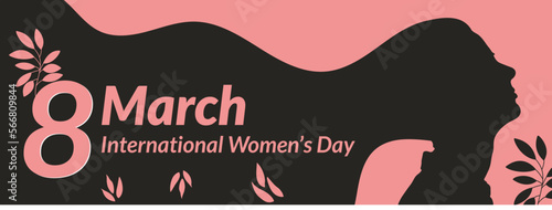 International women's day social media cover design with spring and women face silhouette. 8 march cover and banner design