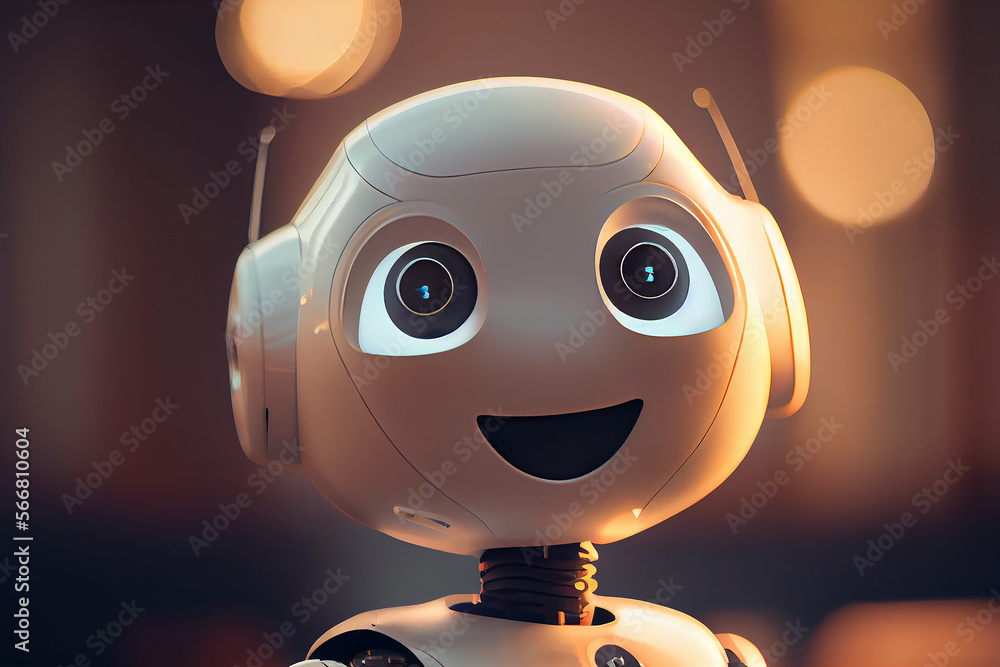 Happy Robot.  AI generative.  - obrazy, fototapety, plakaty 