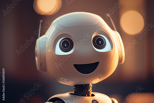 Happy Robot.  AI generative. 