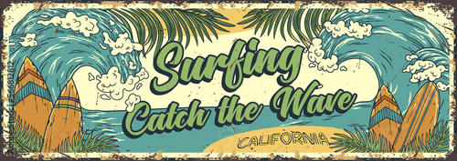 Wallpaper Mural Surfing summer sign. Catch the surf wave poster. Surf time for surfer in chill bar Torontodigital.ca