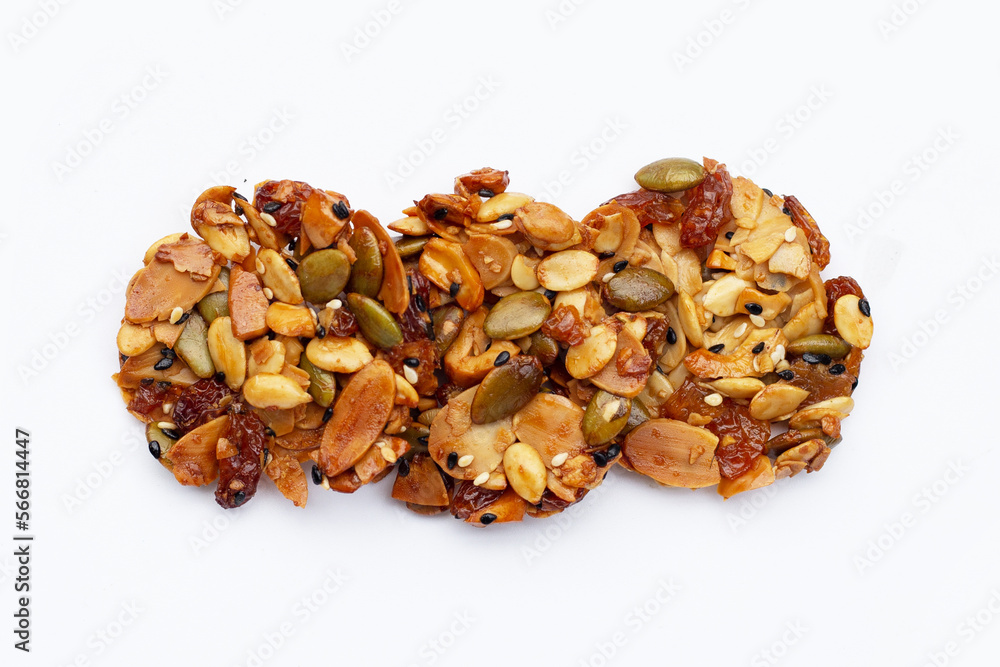 Obraz premium Whole grain cookies on white background.