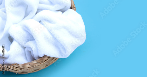 Used towel in a wicker basket