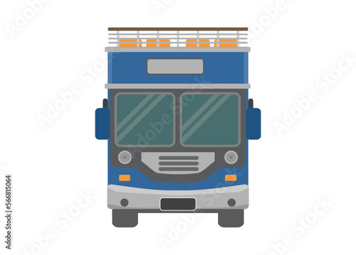 Double decker bus with opened roof. Simple flat illustration.