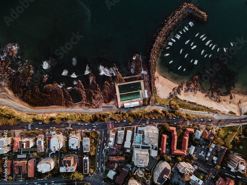 Aerial view of Wollongong Harbour in the morning. © Brayden