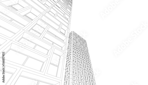 Abstract architectural drawing 3d rendering