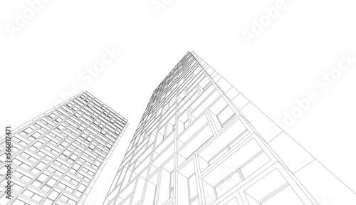 Abstract architectural drawing 3d rendering