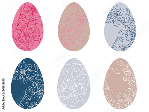 Set of vector Easter eggs. Art eggs. Easter. Spring. Spring holidays. Traditions. April. May. Set of elements for decoration. Decor.
