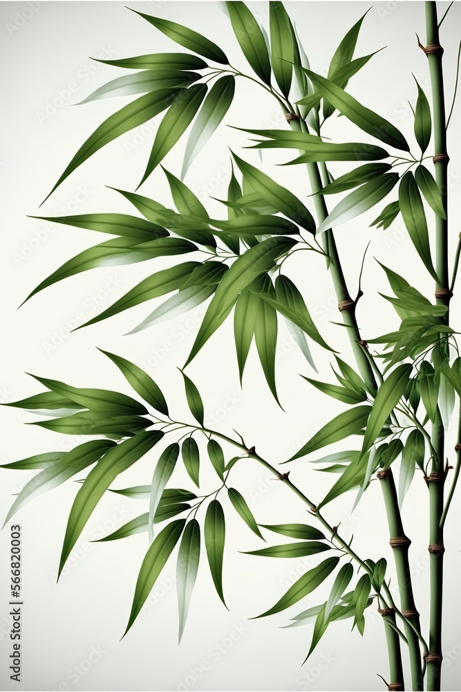 Bamboo plant with green stems and leaves, Generative AI