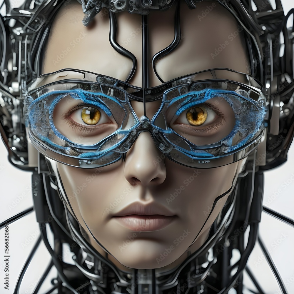 portrait of a female cyborg with mask