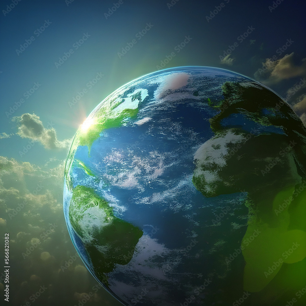 illustration of the earth with trees growing on top of it,  Earth day concept, AI generated