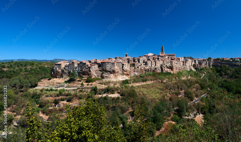 Pitigliano in a summer day, sorrounded by nature