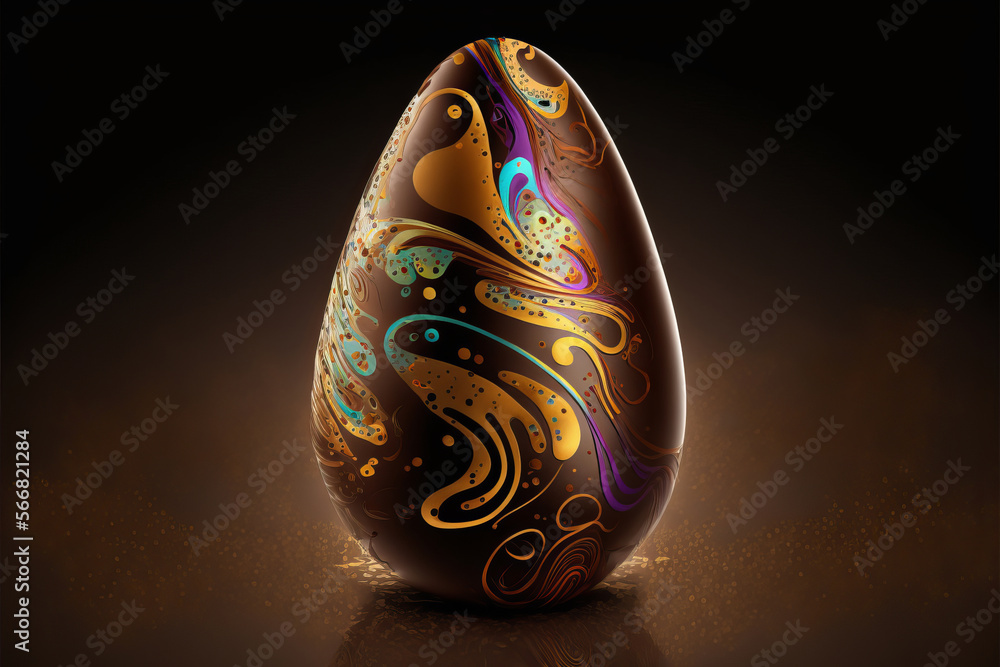 Decorative chocolate easter egg on a chocolate background
Decorative chocolate easter egg on a chocolate background