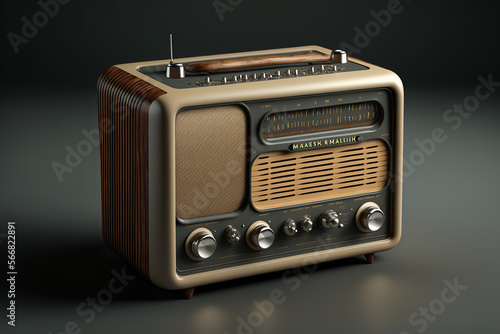 Product shot of old vintage radio created with Generative AI Technology