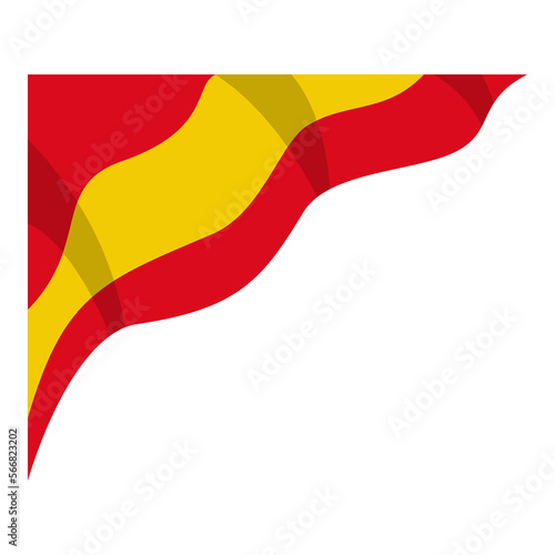 spain colors flag in 3 wave shape illustration for corner border and frame background decoration or ornament element