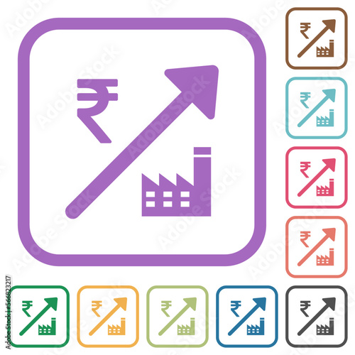 Rising power plant Indian Rupee prices simple icons