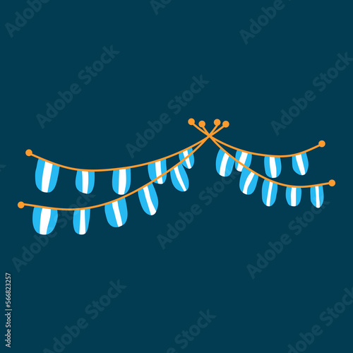 arrangement of argentina colors ribbon flag hanging for independence day decoration and ornament 