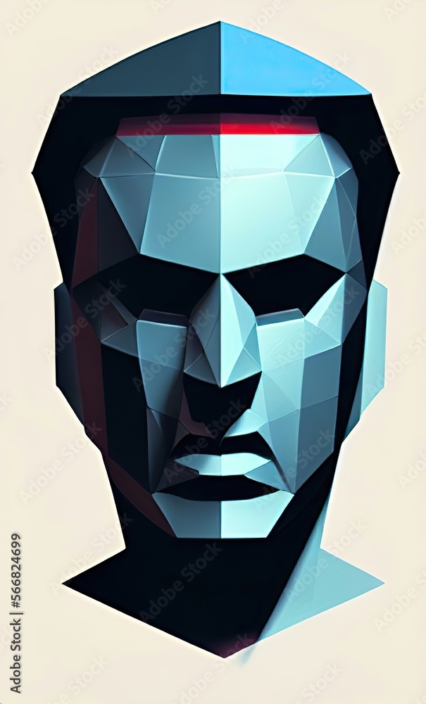 Fototapeta premium Low poly man's head 3d illustration