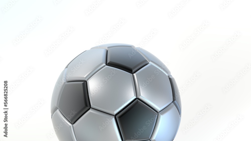3D Rendering Metallic Silver-Black Soccer Ball. 3D illustration. 3D CG. High resolution. 3D Rendering Metallic Silver-Black Soccer Ball. 3D illustration. 3D CG. High resolution.