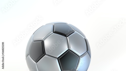 Fototapeta Naklejka Na Ścianę i Meble -  3D Rendering Metallic Silver-Black Soccer Ball. 3D illustration. 3D CG. High resolution.