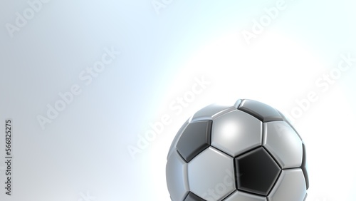 3D Rendering Metallic Silver-Black Soccer Ball. 3D illustration. 3D CG. High resolution.