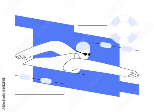 Swimming abstract concept vector illustration.