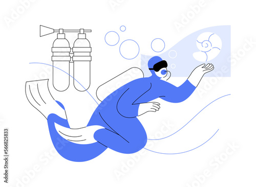 Scuba diving abstract concept vector illustration.