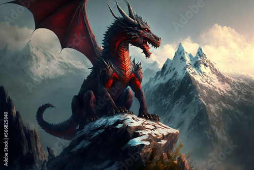giant dragon on mount peak © Gimbalock