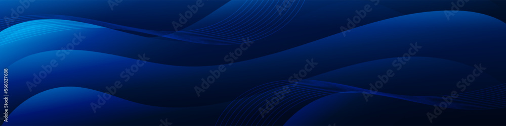 Abstract Dark Blue Fluid Banner Template. Modern background design. gradient color. Dynamic Waves. Liquid shapes composition. Fit for banners