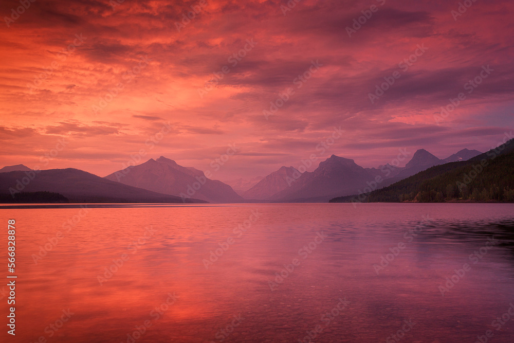 Lake Mcdonald at sunset in Glacier National Park. Lake Mcdonald at sunset in Glacier National Park.