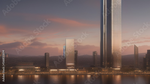 modern skyscraper in the city, business, Generative AI