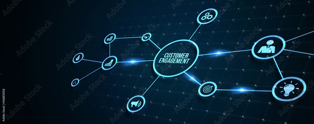 Internet, business, Technology and network concept. Shows the inscription: CUSTOMER ENGAGEMENT. 3d illustration.