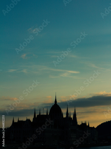 city parliament at sunset