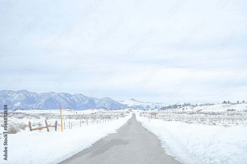 Natural landscaped of snow and winter beautiful scenic road view.