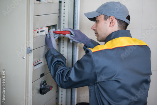 Portrait of an electrician at work