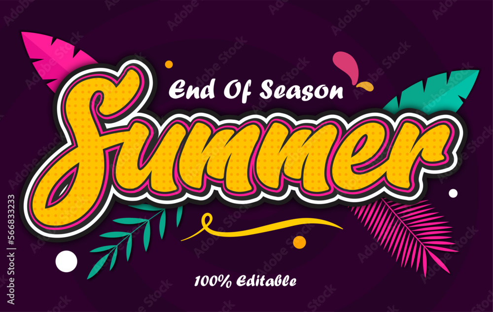Summer editable text effect with leaves 