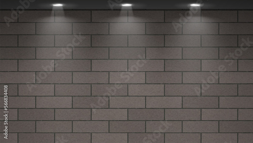 Brick wall texture with spotlights vector illustration. Realistic Grunge Textured Background