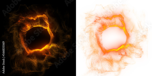 Tableau sur toile A flare radiates with a fiery energy, its bright light glowing with an abstract ring