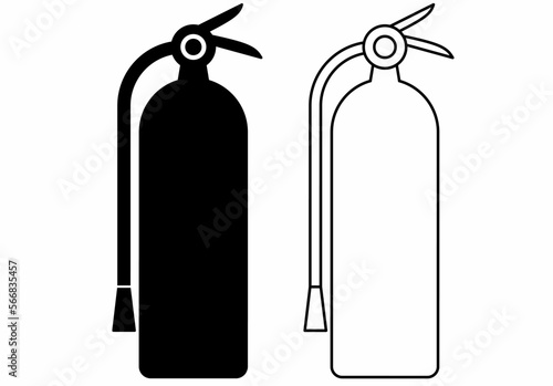 outline silhouette fire Extinguisher Icon set isolated on white background