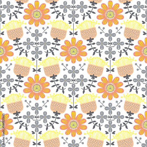Damask pattern with flowers