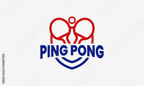 Ping pong or table tennis emblem logo with simple style