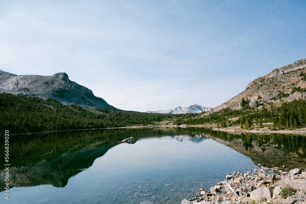 reflection in lake in Yosemite California reflection in lake in Yosemite California