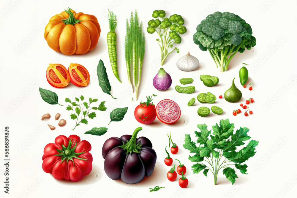 Garden Fresh: An Illustration Set of Vegetables. Generative AI Garden Fresh: An Illustration Set of Vegetables. Generative AI