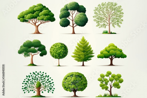 Arboreal Wonders: A Collection of Tree Illustrations. Generative AI