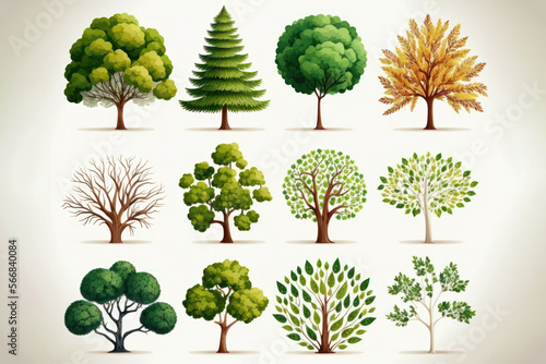 Arboreal Wonders  A Collection of Tree Illustrations. Generative AI